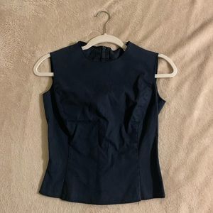 Miu Miu Navy Cotton Sleeveless Corset Blouse Top